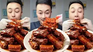 Eating big beef ribs, so delicious! #yummy #foodie #night-time #food videos #dazzling