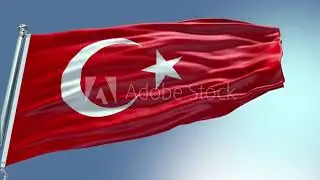 4k render Turkey Flag video waving in wind Turkey Flag Wave Loop waving in wind Turkey Flag Turkey