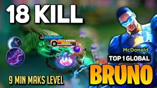 FAST FARM! Bruno Best Build 2023 [ Bruno Gameplay Top 1 Global ] By McDonald  - Mobile Legends