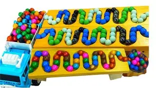 AMAZING ! ASMR Marble run on track HABA - Marble run race ASMR row HABA slope & big dump truck