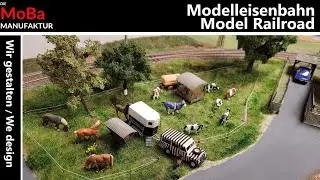Modelleisenbahn H0 - WIR GESTALTEN eine Viehweide und Pferdekoppel NOCH Grasmaster 3 / Bau Anlage
