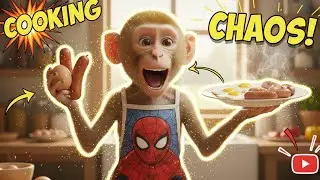MONKEY Milo Cooks Sunny Eggs and Sausages 🍳