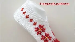 Yıldız Çiçeği Beş Şiş Patik Modeli~Rengarenk Patiklerim #patikmodelleri #beşşişpatik #handmade #örgü