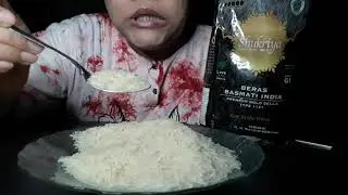 Makan Beras Basmati India || Makan Beras Mentah || asmrrawrice || asmrrawriceeating