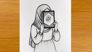 How to draw a beautiful Hijab girl holding Quran || pencil sketch Drawing - Tutorial easy Art Easy