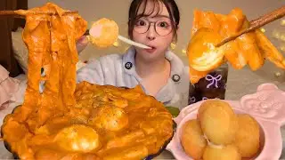 もったりロゼトッポギとチーズボールを食べる🧀🌶🧡