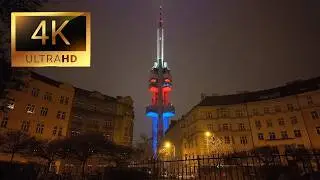 Futuristic Night Vibes: Žižkov Tower Prague | Relaxing Ambient Music 4K