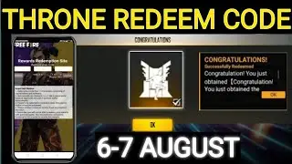 Free Fire Today Redeem Code 6&7 August | ff Redeem Codes | Throne Emote Redeem Code Free Fire