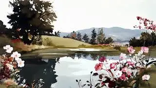 Floral Lake Landscape Art Screensaver for Family Room TV | Painted Nature Scene | No Music | 3 Hours