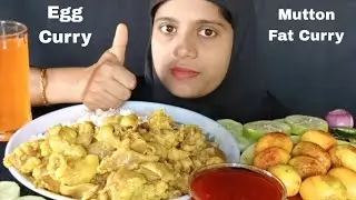 Mutton Fat Curry, Egg Curry Rice, Extra Gravy, Orange Juice And Salad l Eating Show l Mukbang