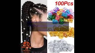 1005005257085067 100pcs Gold Silver Dreadlock Hair Rings Adjustable Cuff Clip Hair Brai