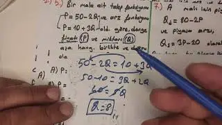 MATEMATİKSEL İKTİSAT ( ARZ-TALEP FONKSİYONU)