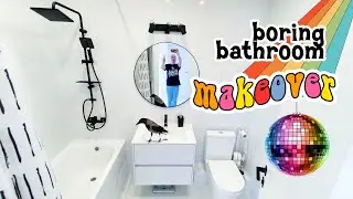 Boring Bathroom Makeover &ndash; DIY Funky Disco Style Bathroom (rental friendly)