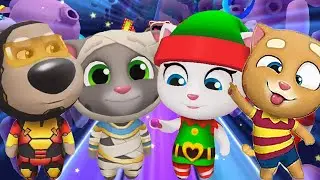TALKING TOM GOLD RUN 2020 - NEW SPACE SIDE WORLD IRON BEN VS  ELF ANGELA VS TALKING GINGER VS MU...