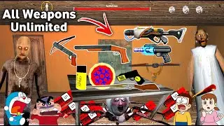 All Unlimited Weapons Vs The twins & Granny & All her Family with Spider Mom With Shinchan Nobita