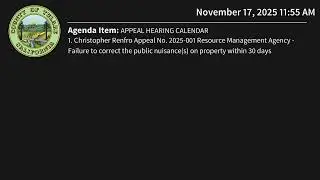 Appeal Hearing Calendar - 11/17/2025