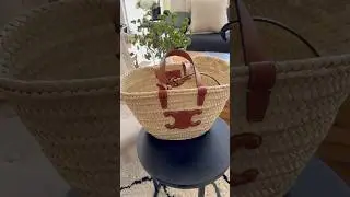 Teen CELINE classic panier in palm leaves and calfskin