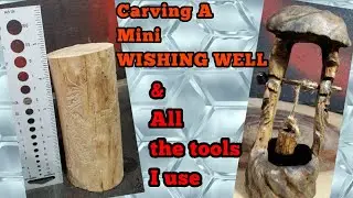 Wood Carving a mini Wishing well for the majical wizard land, wood carving, power carving