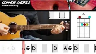Bad Moon Rising - CCR | EASY GUITAR LESSON | Scrolling Chords & Lyrics