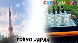 Playing Chess on Chessnut Go Near Tokyo Tower | Smart Board Test in Japan