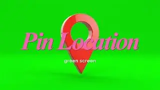 3D Red Location Pin Rotating on Green Screen - Map Marker Animation