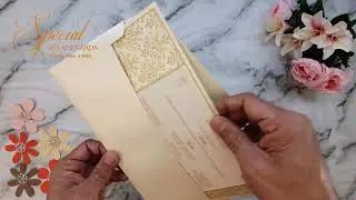 Ivory Wedding Invite with Shimmer Gold Pattern || BA2553 || Special Shaadi Cards
