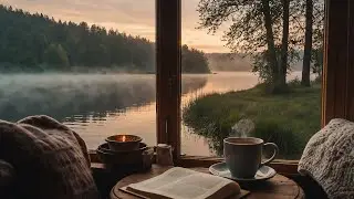 Peaceful Morning by the Lake ☕📖 Cozy Cabin Ambience for Relaxation & Slow Living