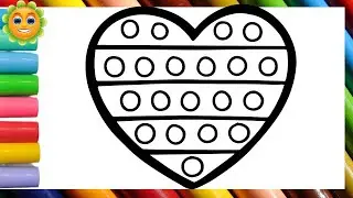 Drawing And Coloring Pop it Heart For Kids ❤️🧡💛💚💙 Drawings For Kids