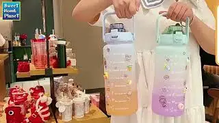 2000ml Water Bottle With Time Marker Non-Toxic Portable Leakproof Gradient Color