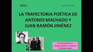 TEMA 3 EVAU.  LA TRAYECTORIA POÉTICA DE ANTONIO MACHADO Y JUAN RAMÓN JIMÉNEZ