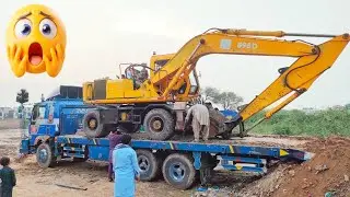 Loading & Transporting - John Deere 160 595D || Excavator Machine. Lahore To Peshawar