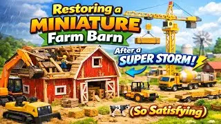Restoring a MINIATURE Farm Barn After a SUPER STORM (So Satisfying) | Tiny Construction Rebuild ASMR