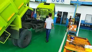 cek unit hino dutro 130 hd dump sebelum di serah kan.