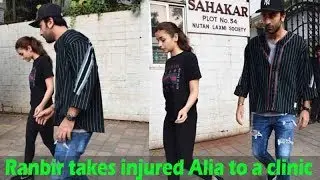 Ranbir Kapoor accompanies injured Alia Bhatt to a clinic