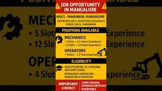 Mangalore local jobs #freshersjobs #education #jobvacancy #job #karnatakajobs #placement #interview
