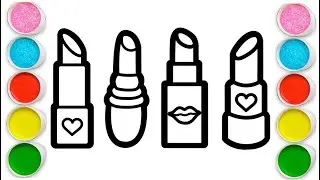 How to draw lipstick with rainbow for kids ? Coloring for kids.