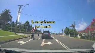 L plate for Lunatic - DashCam, motorbike chucks wheel stand. Illawarra Street, Port Kembla, NSW