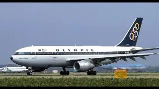 FLYING OLYMPIC AIRWAYS / DEPARTURE FROM ROME ITALY / LANDING IN ATHENS GREECE / Airbus A300 (1992)
