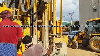 House Construction Begins | Site Clearing, Boundary Marking, Borewell, and Electricity Setup