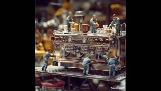 Tiny Baristas Brewing Magic:A Cinematic Miniature Coffee Digital Art & Printables for Coffee Lovers