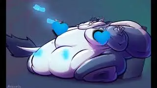 Fat furry feeding with cake