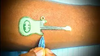 Guitar 🎸Temporary tattoo made by //Black Pen// #guitar #tattoo #shorts #youtubeshorts