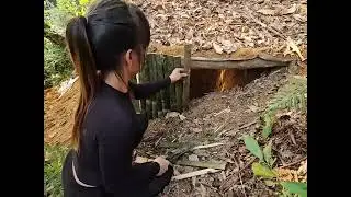 She alone built a house in the deserted forest #Campingintheforest #survival #wild