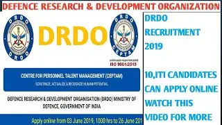 DRDO- Recruitment 2019 ||  ITI pass || Defense Research & Development Organization