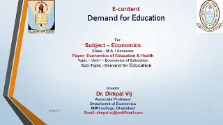 Video 3 Demand for Education