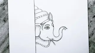 How to draw half lord ganesh face step by step/ganpati bappa face drawing 