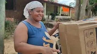 #recebidos . Rosária ficou muito feliz com o fogão novo que ganhou de presente, veja que felicidade.