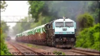 EPIC, Non stop 6 mins HONKING by blue WDG4 - Suravali goes mad : Indian Railways !
