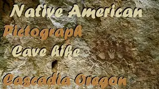 Native American Pictograph Caves hike, Cascadia Park Oregon, along North Santiam River drawings view