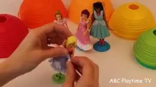 Surprise Eggs with Polly Pocket Barbie Disney Princess Dress Up | Counting and Colors | ABC Playtime
